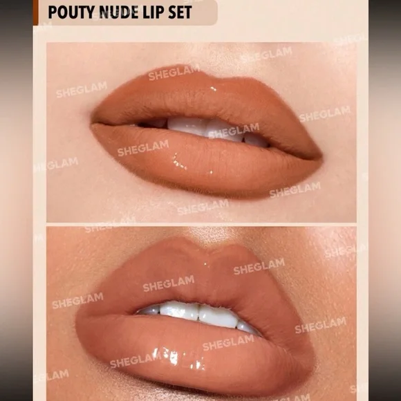 SHEGLAM Soft 90's Glam Lip Liner And Lip Duo Set-Haute Cocoa Lip Set 3-In-1 Lip - Picture 2 of 9